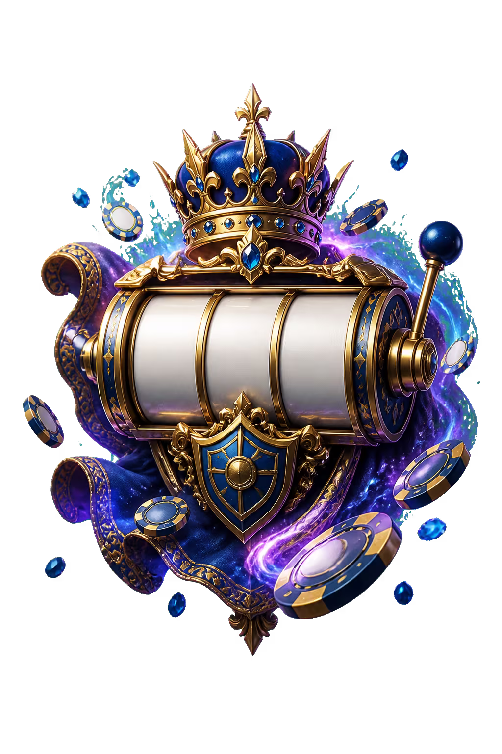 Conquestador-style slot reel and free-spins casino symbols