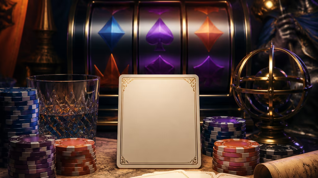 Free spins eligibility visual with abstract slot reels and chips